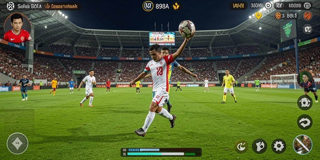 Tampilan gameplay seru di lapangan hijau dalam 898A.