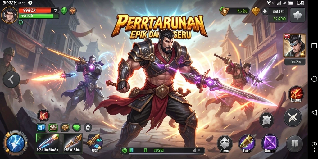 Tangkapan layar game Fighting 999ZK menampilkan karakter bertarung dengan dinamis.