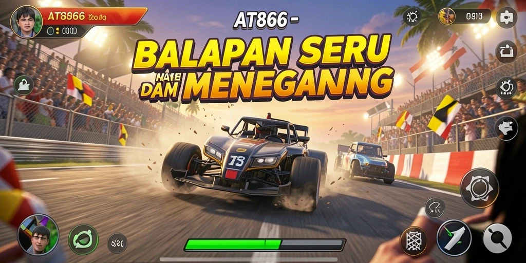 Tampilan gameplay intens dengan balapan yang memukau dan mendebarkan.
