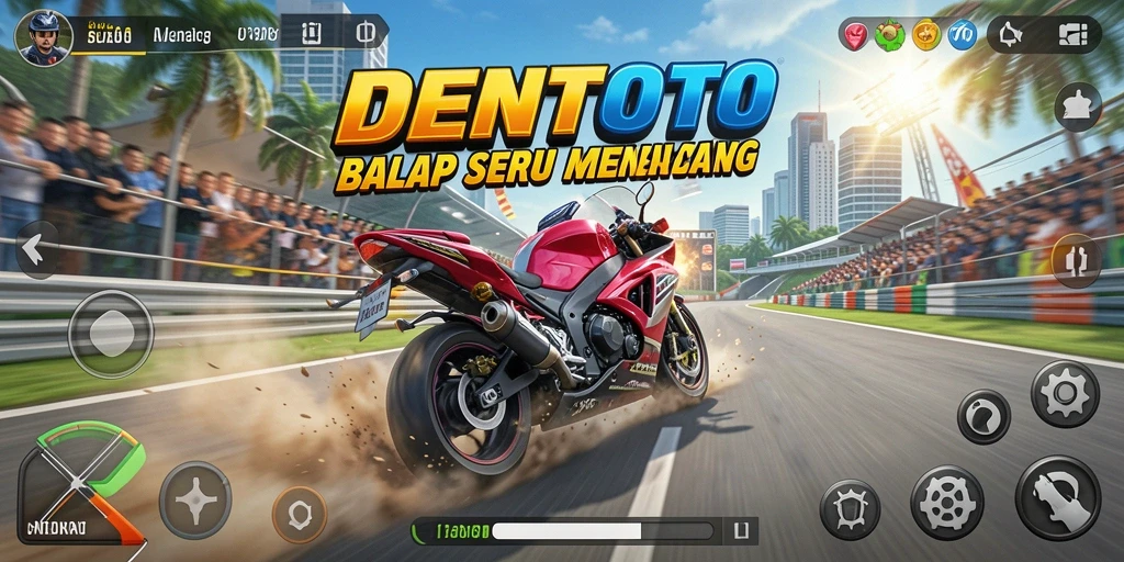 Tampilan gameplay DENTOTO yang menarik dan mendebarkan saat balapan.