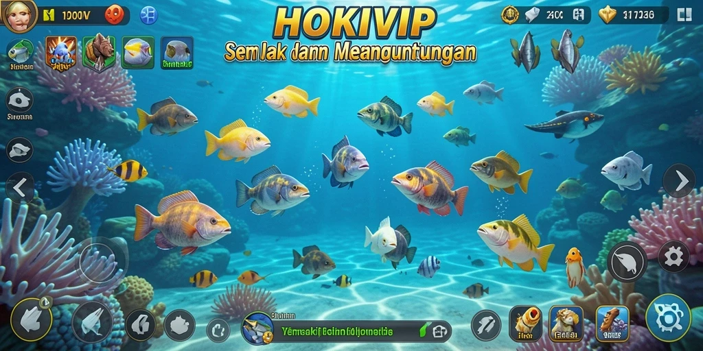 Tampilan gameplay seru dalam HOKIVIP yang penuh aksi menembak ikan.