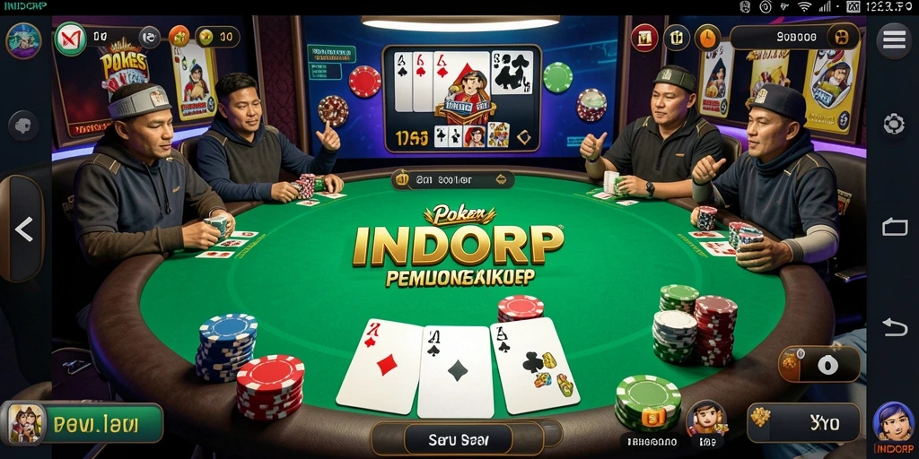 Tampilan gameplay poker yang menarik dan mendebarkan di INDORP.