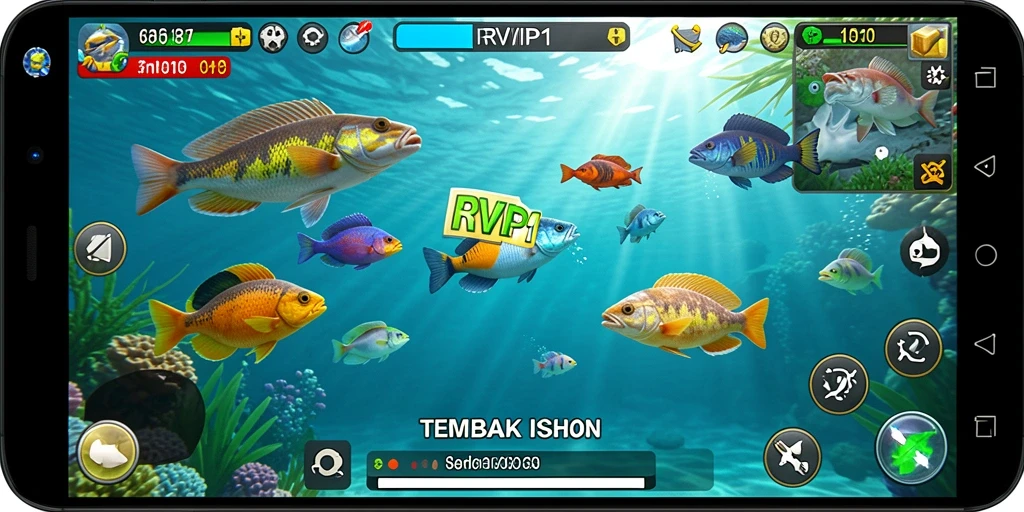 Tampilan gameplay seru dalam permainan Tembak Ikan RVIP1.